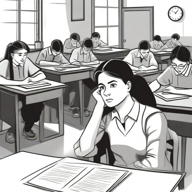 A student questioning themselves during a test