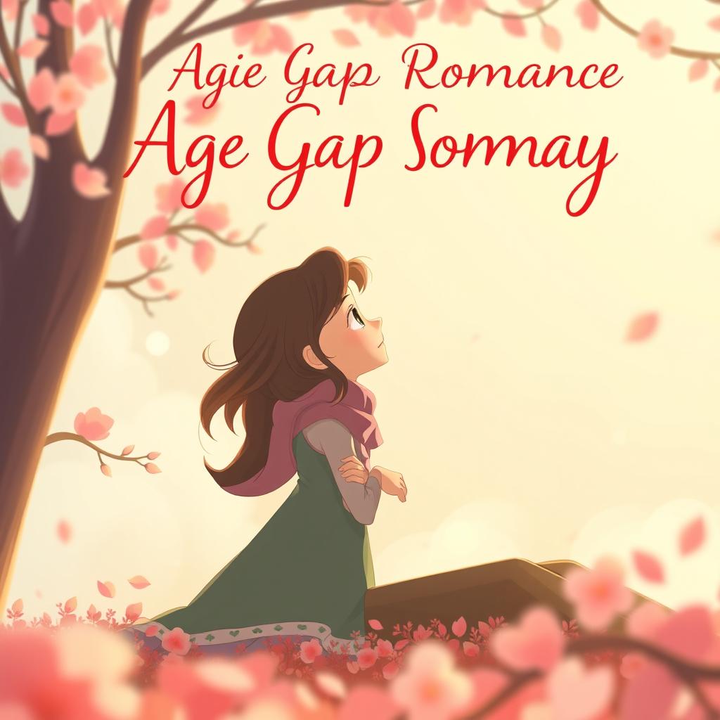 Create a book cover for an animated story about an age gap romance