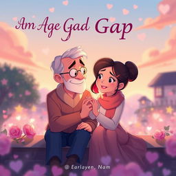 Create a book cover for an animated story about an age gap romance