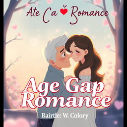 Create a book cover for an animated story about an age gap romance