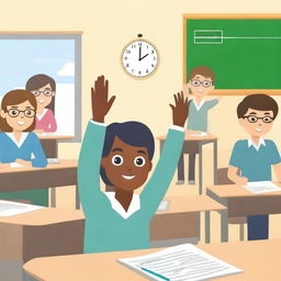 A student raising their hand during a test