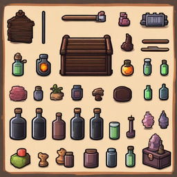 Create a dark-themed inventory interface in the style of Stardew Valley