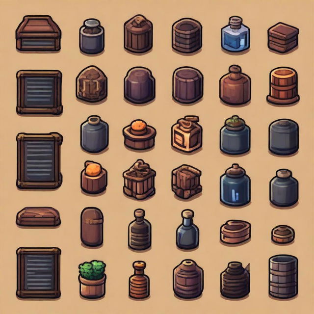 Create a dark-themed inventory interface in the style of Stardew Valley