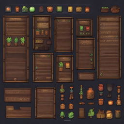 Create a dark-themed inventory interface in the style of Stardew Valley