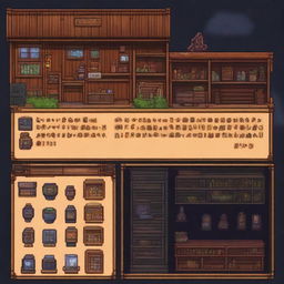 Create a dark-themed inventory interface in the style of Stardew Valley