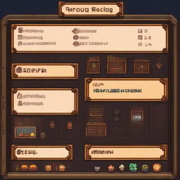 Create a dark-themed inventory interface in the style of Stardew Valley