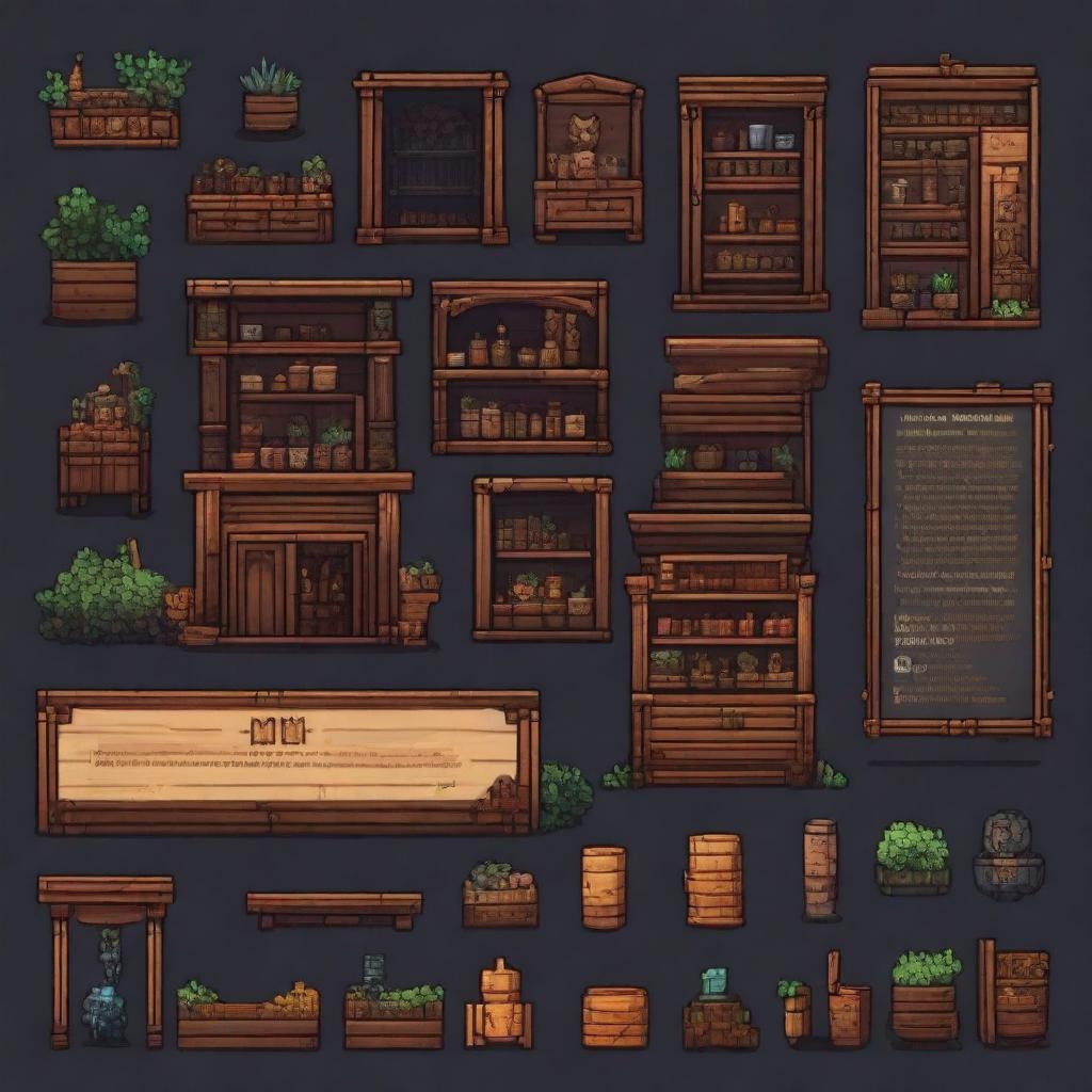 Design a dark-themed inventory interface inspired by Stardew Valley