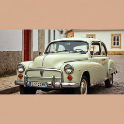 A classic Portuguese car, captured in a picturesque setting