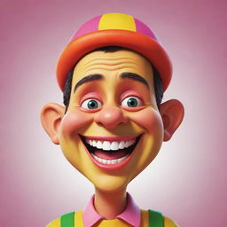 Generate a colorful and playful caricature of a jolly character.