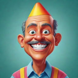 Generate a colorful and playful caricature of a jolly character.