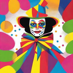 Create an image with the text 'LA CARNAVALERA' and a colorful harlequin