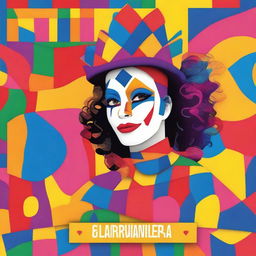 Create an image with the text 'LA CARNAVALERA' and a colorful harlequin