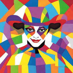 Create an image with the text 'LA CARNAVALERA' and a colorful harlequin