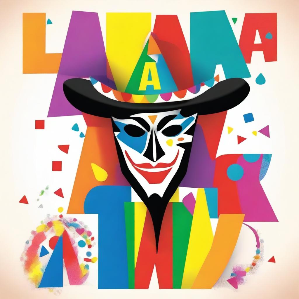 Create an image with the text 'LA CARNAVALERA' in large, bold letters and a harlequin