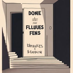 Create an image with the text 'DONDE FUIMOS FELICES' in Spanish, and in the background a dark room with stairs and clocks symbolizing depression