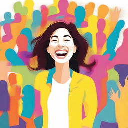 Create an image of a very happy person spreading joy to others