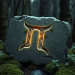 A detailed and ancient rune carved into a weathered stone tablet