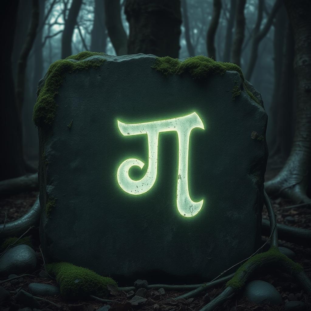 A mysterious and ancient rune inscribed on a weathered stone slab