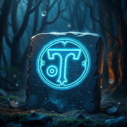 An enchanted rune symbol glowing with a magical aura