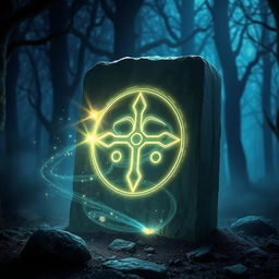 An enchanted rune symbol glowing with a magical aura