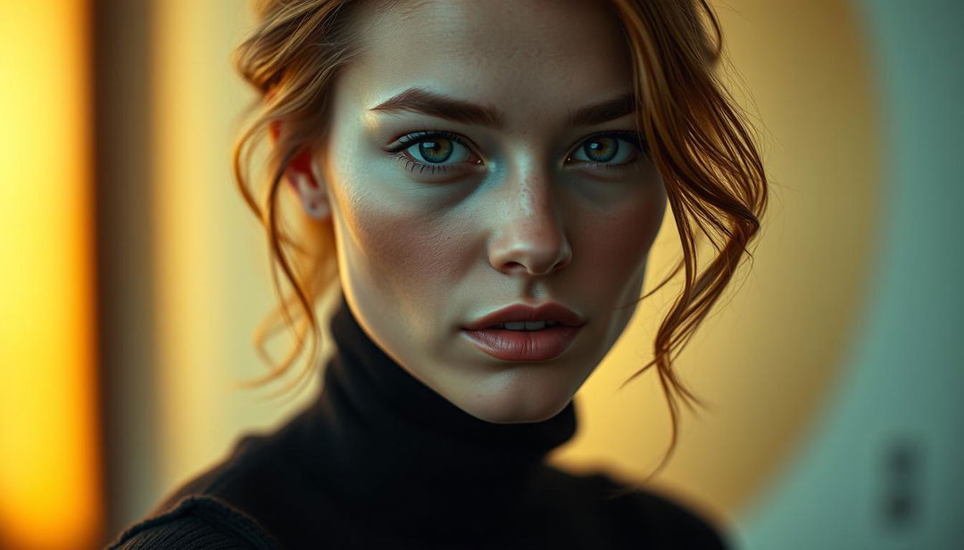 A stunning portrait photograph of a beautiful model with features similar to Barbara Palvin