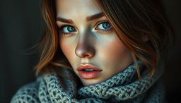 A stunning portrait photograph of a beautiful model with features similar to Barbara Palvin