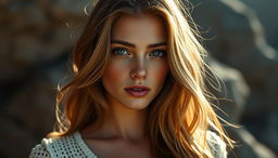 A stunning portrait photograph of a beautiful model with features similar to Barbara Palvin