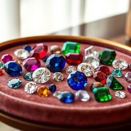 A collection of rare and exquisite gems displayed on a velvet-lined tray