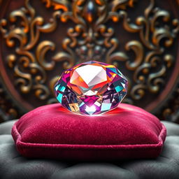 A rare jewel resting on a velvet cushion, glowing with an inner light