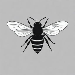 A minimalist, solid black drawing of a bee, including its wings, without any detailed features