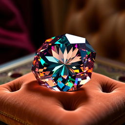 A stunning rare gem displayed on a velvet cushion