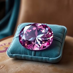 A stunning rare gem displayed on a velvet cushion