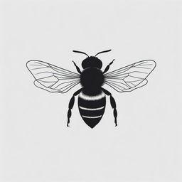 A minimalist, solid black drawing of a bee, including its wings, without any detailed features