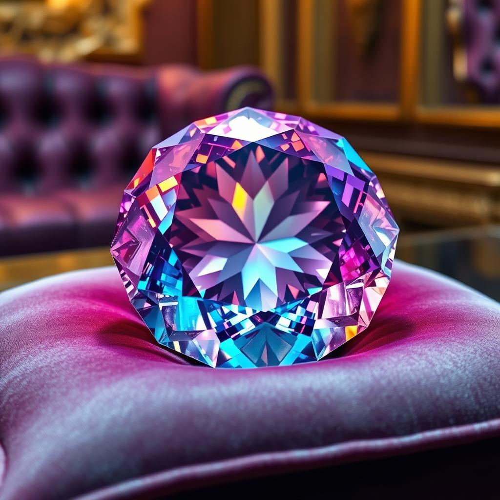 A stunning rare gem displayed on a velvet cushion