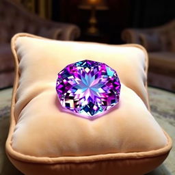 A stunning rare gem displayed on a velvet cushion