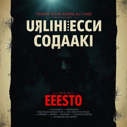 A movie poster for a film titled 'Слипшиеся собаки' designed in the style of the real movie poster for 'Нечто'