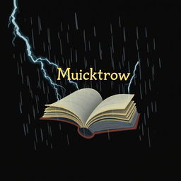 Create a 2D illustration of a book titled 'Muicktrow' on a black background