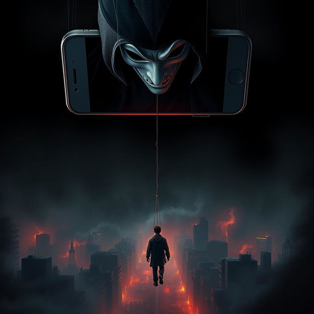 Create a game poster with a dark and thrilling atmosphere