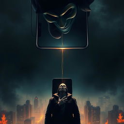 Create a game poster with a dark and thrilling atmosphere