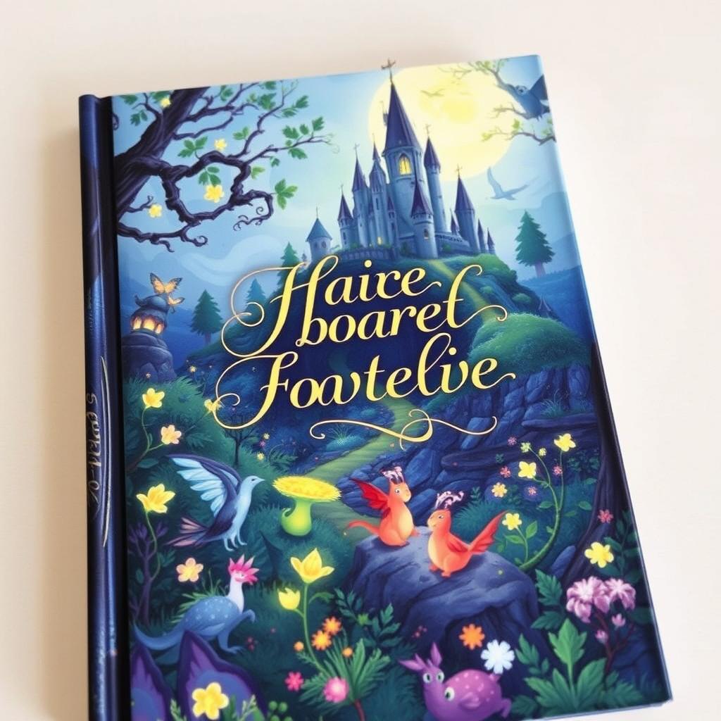 A beautifully illustrated book cover featuring an enchanted forest with magical creatures, glowing plants, and a mysterious castle in the background