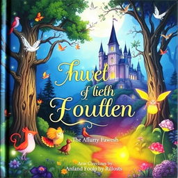 A beautifully illustrated book cover featuring an enchanted forest with magical creatures, glowing plants, and a mysterious castle in the background