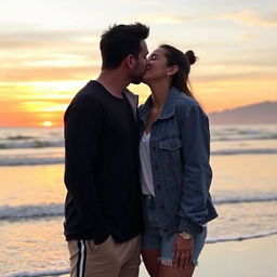 Lionel Messi and Georgina Rodriguez sharing a kiss in a romantic setting