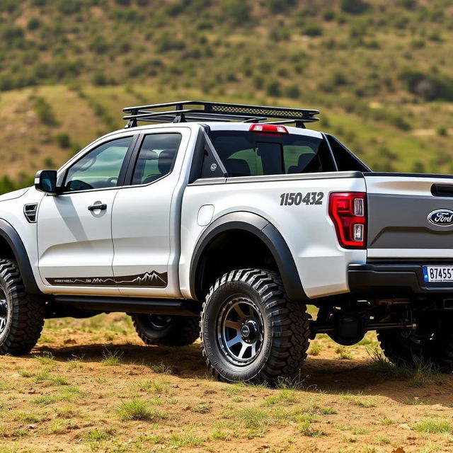 A 2025 Ford Maverick pick-up truck in white, featuring fifteen52 wheels with offroad tires