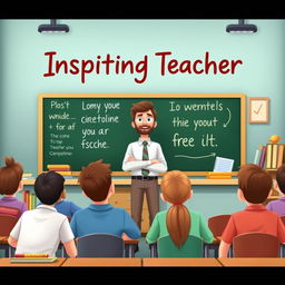 An animated book cover featuring an inspiring and motivational teacher