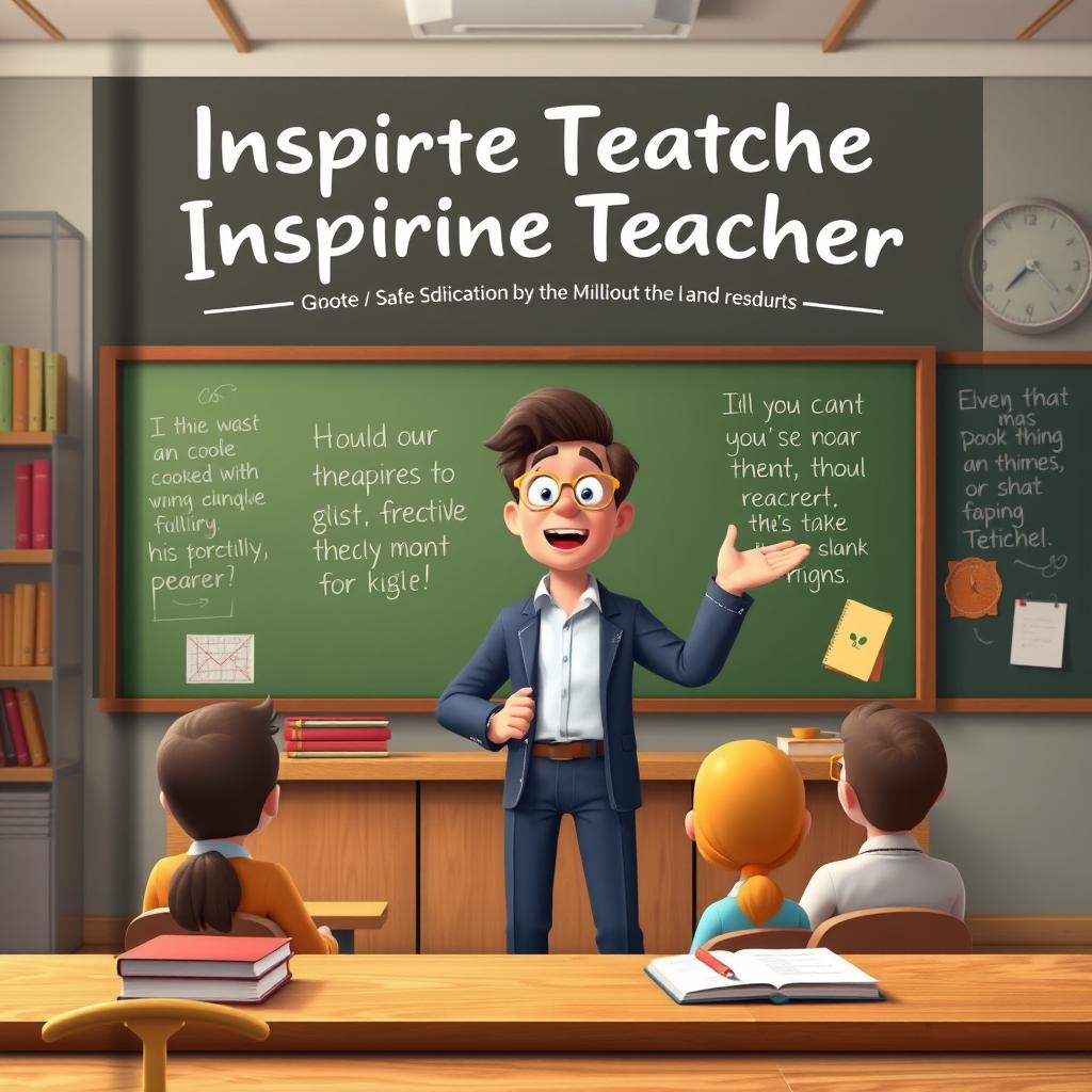 An animated book cover featuring an inspiring and motivational teacher