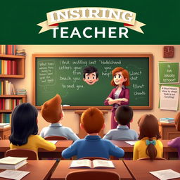 An animated book cover featuring an inspiring and motivational teacher