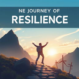 Create an inspiring image depicting the journey of resilience, showing a person overcoming setbacks and achieving success