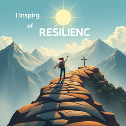 Create an inspiring image depicting the journey of resilience, showing a person overcoming setbacks and achieving success