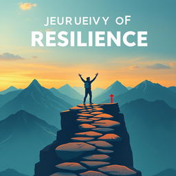 Create an inspiring image depicting the journey of resilience, showing a person overcoming setbacks and achieving success