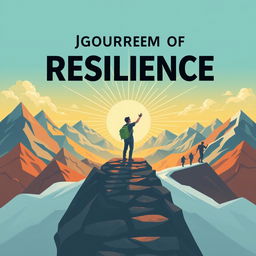 Create an inspiring image depicting the journey of resilience, showing a person overcoming setbacks and achieving success